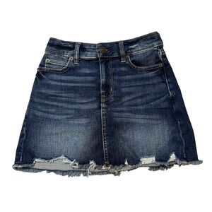 American Eagle Denim Skirt Womens Hi-Rise Mini Level Stretch Distressed